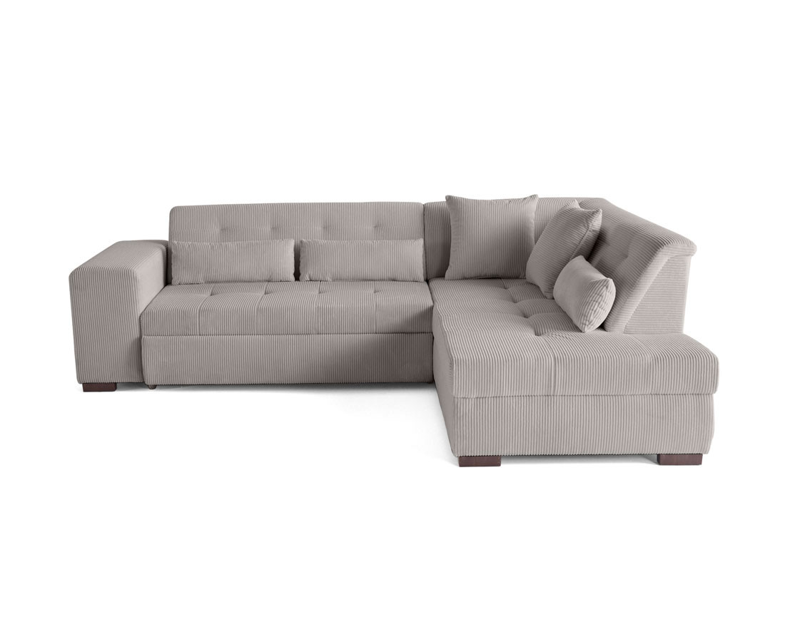 Canapé d'angle droit 5 places convertible en velours côtelé Vermont