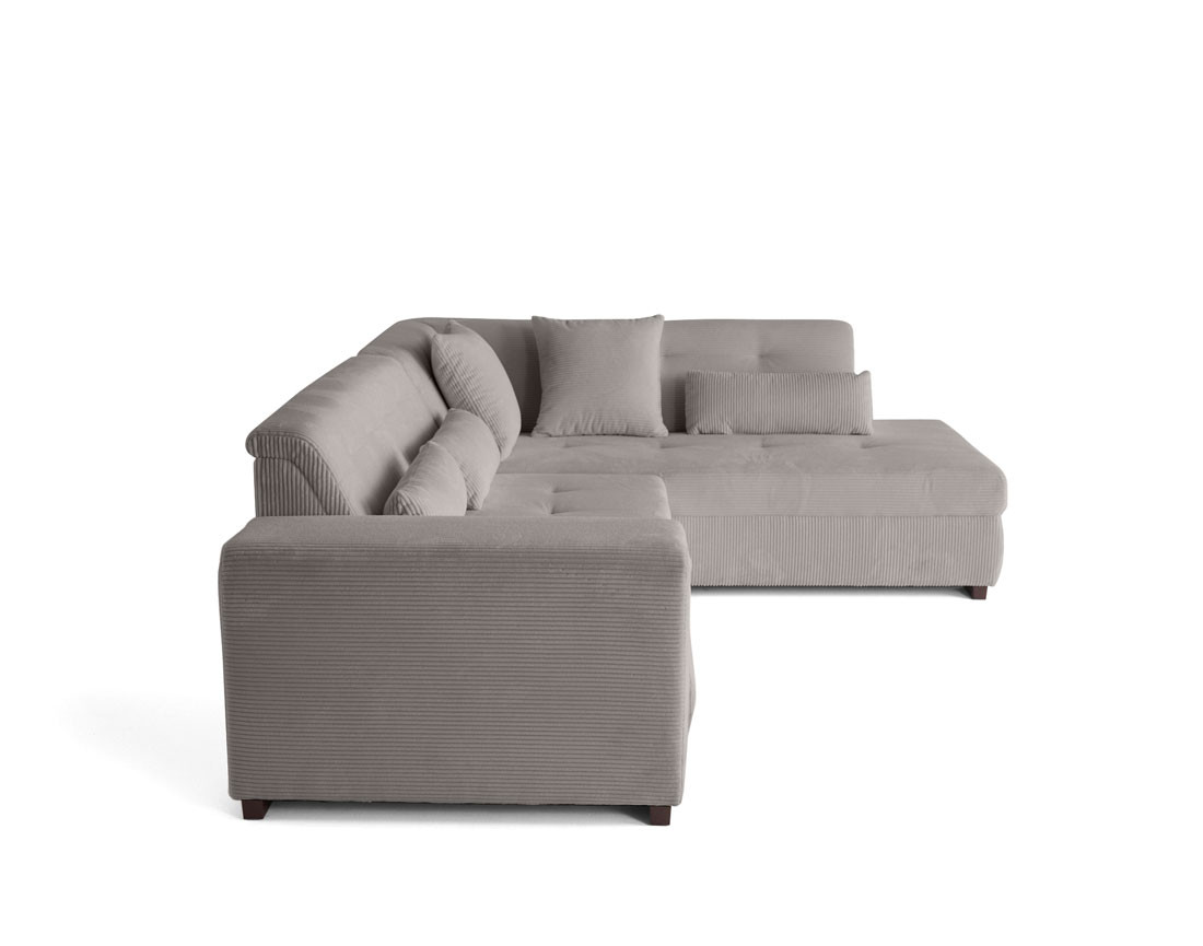 Canapé d'angle droit 5 places convertible en velours côtelé Vermont