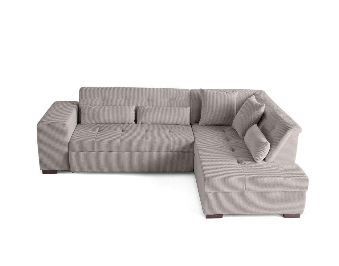 Canapé d'angle droit 5 places convertible en velours côtelé Vermont