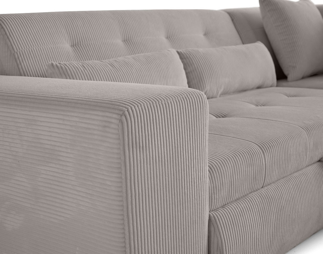Canapé d'angle droit 5 places convertible en velours côtelé Vermont