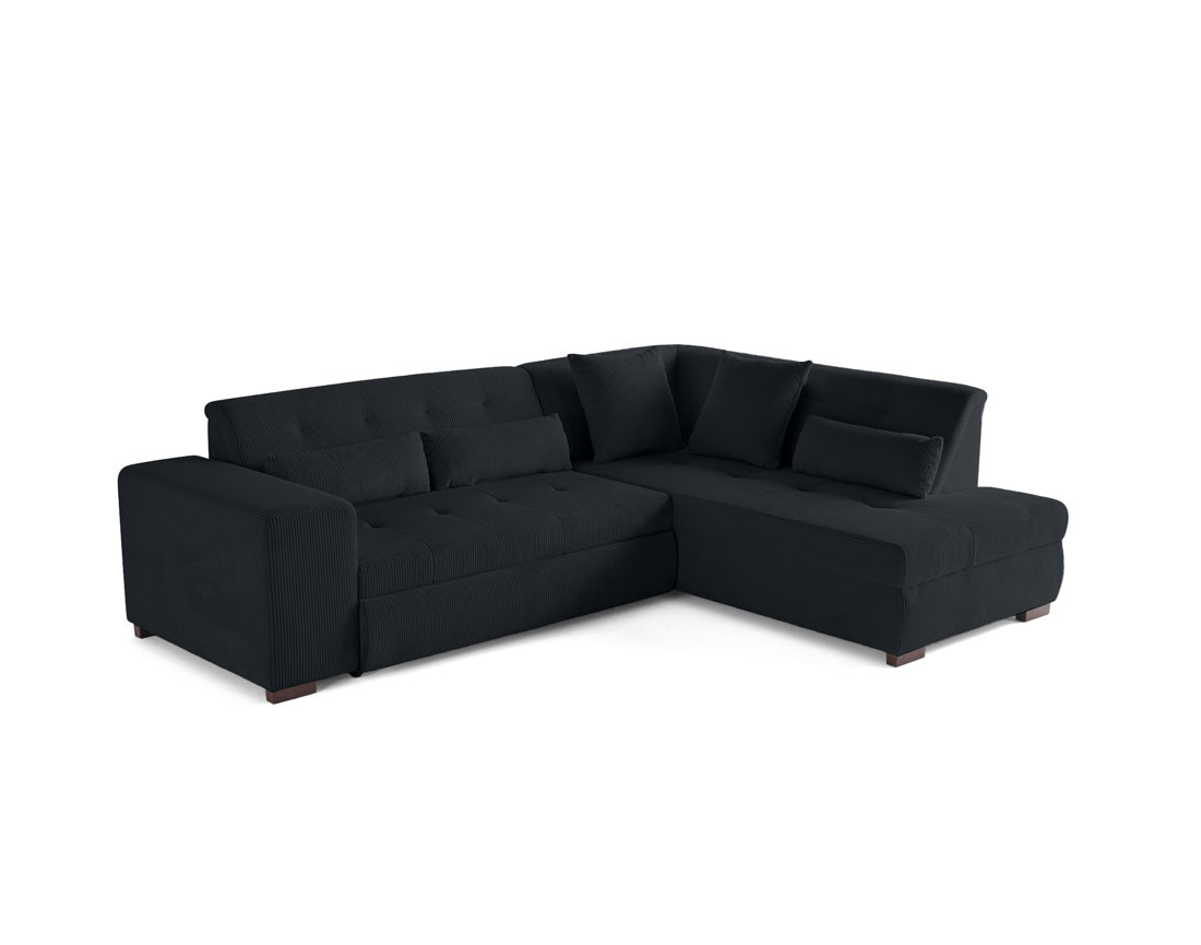 Canapé d'angle droit 5 places convertible en velours côtelé Vermont