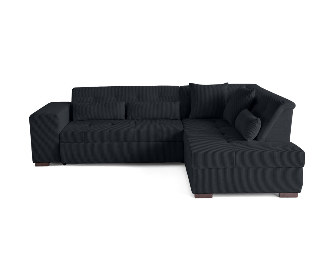 Canapé d'angle droit 5 places convertible en velours côtelé Vermont