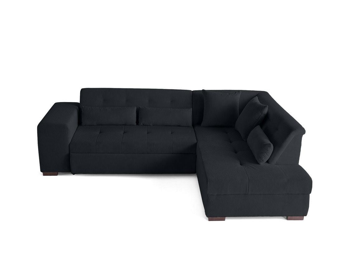 Canapé d'angle droit 5 places convertible en velours côtelé Vermont