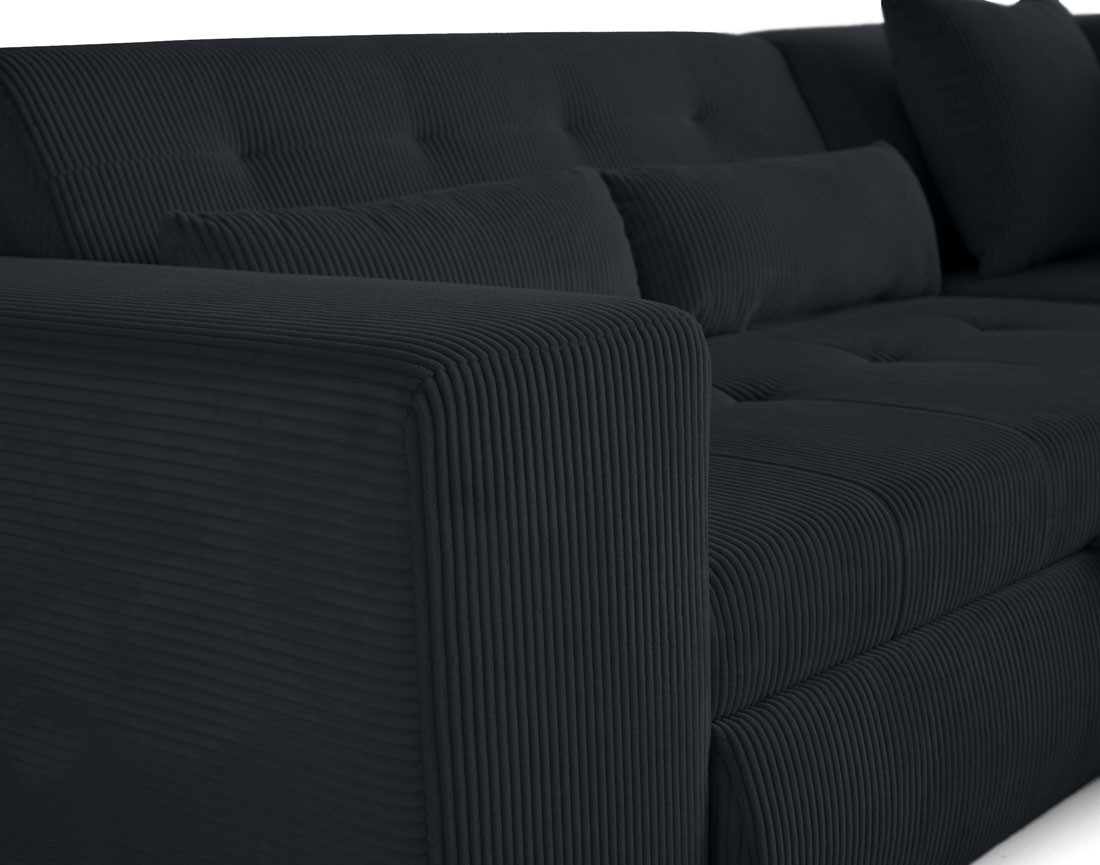 Canapé d'angle droit 5 places convertible en velours côtelé Vermont