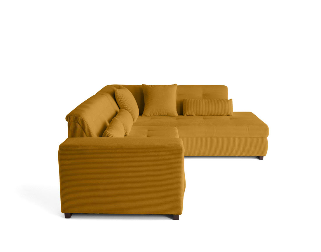 Canapé d'angle droit 5 places convertible en velours côtelé Vermont