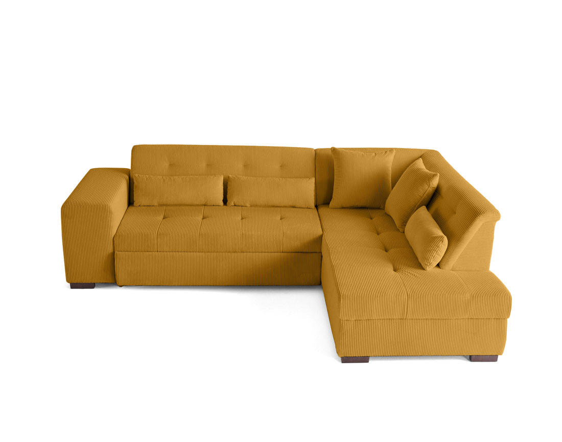 Canapé d'angle droit 5 places convertible en velours côtelé Vermont