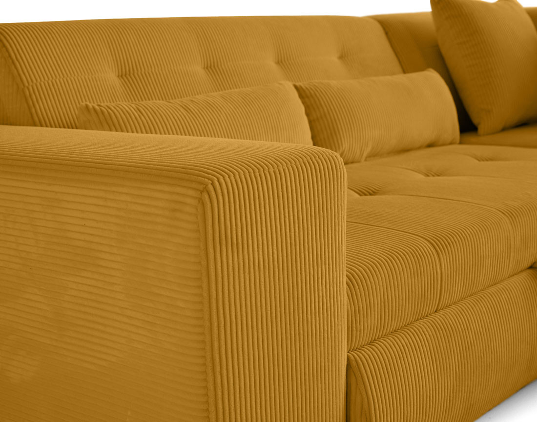 Canapé d'angle droit 5 places convertible en velours côtelé Vermont