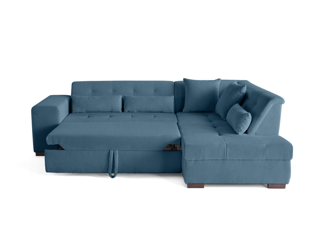 Canapé d'angle droit 5 places convertible en velours côtelé Vermont