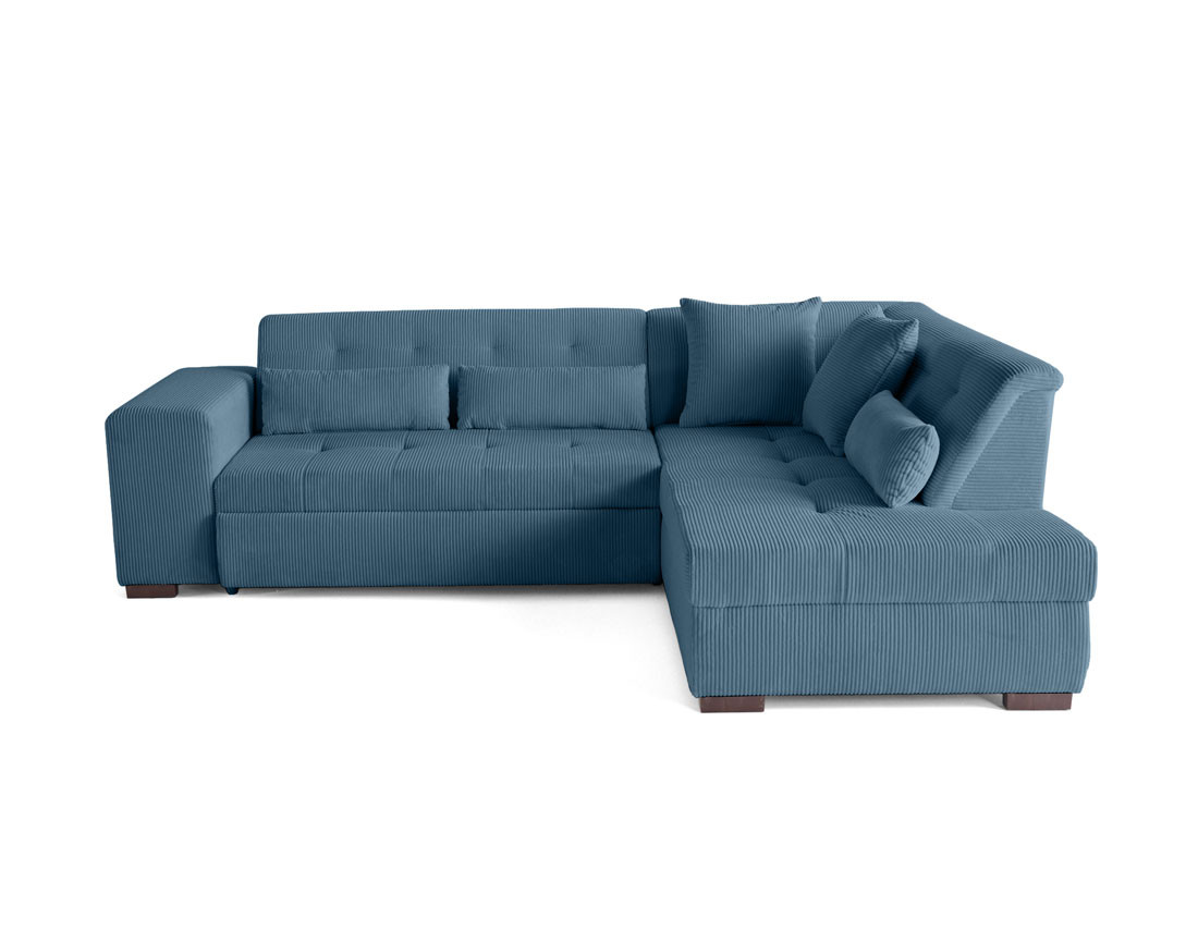 Canapé d'angle droit 5 places convertible en velours côtelé Vermont