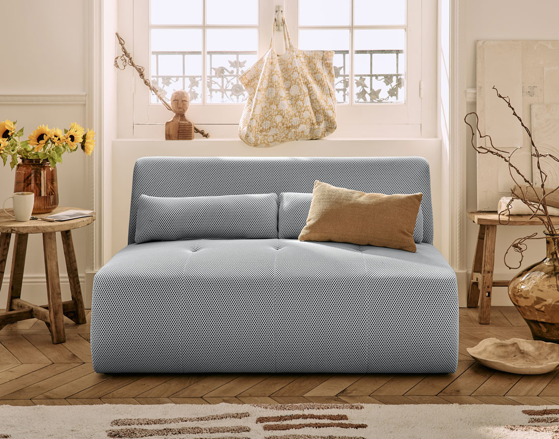 Canapé droit 2 places en tissu mailles 3D Onyx