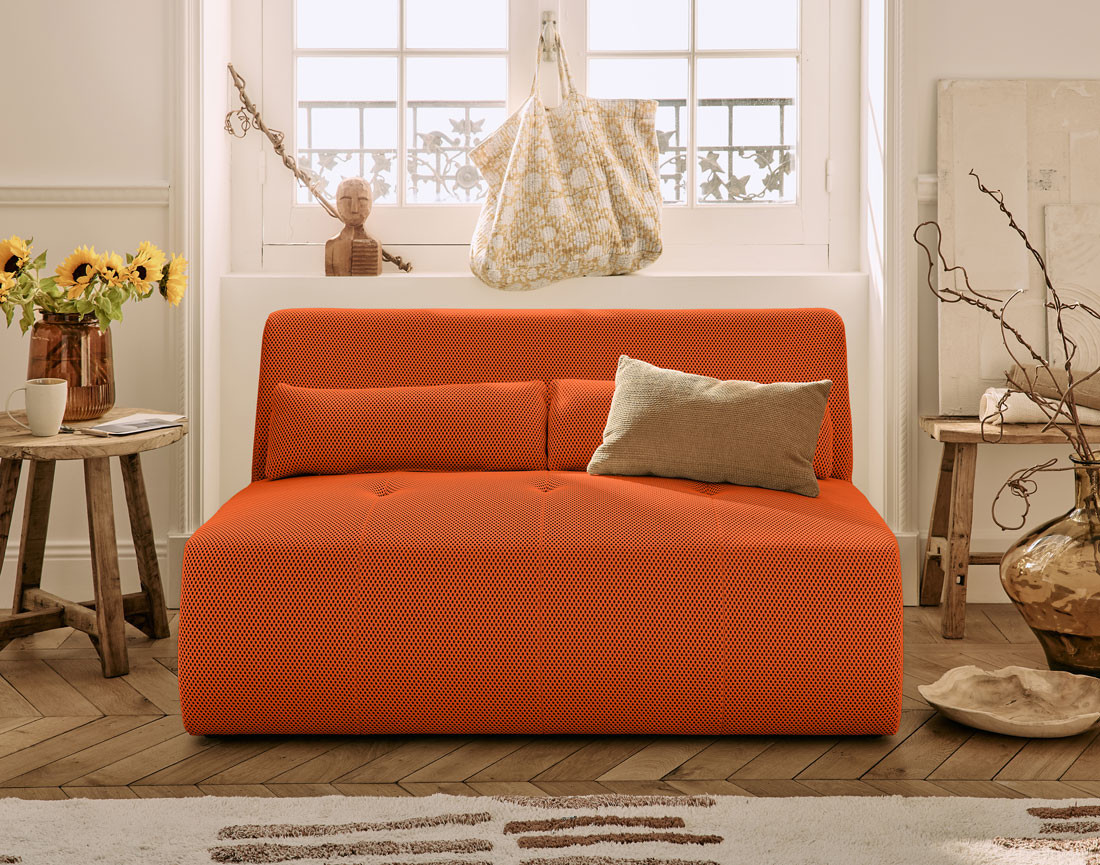 Canapé droit 2 places en tissu mailles 3D Onyx