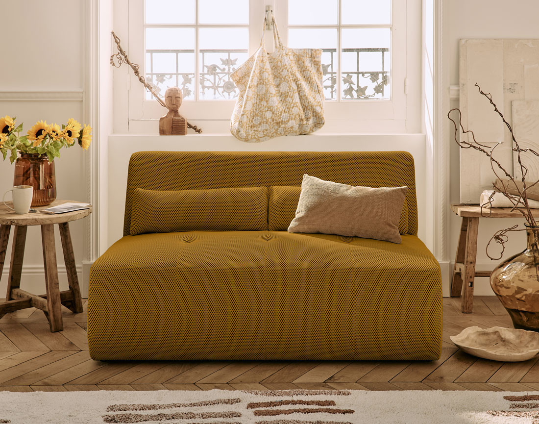 Canapé droit 2 places en tissu mailles 3D Onyx