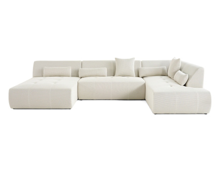 Canapé panoramique modulable d'angle droit 7 places en tissu mailles 3D Onyx