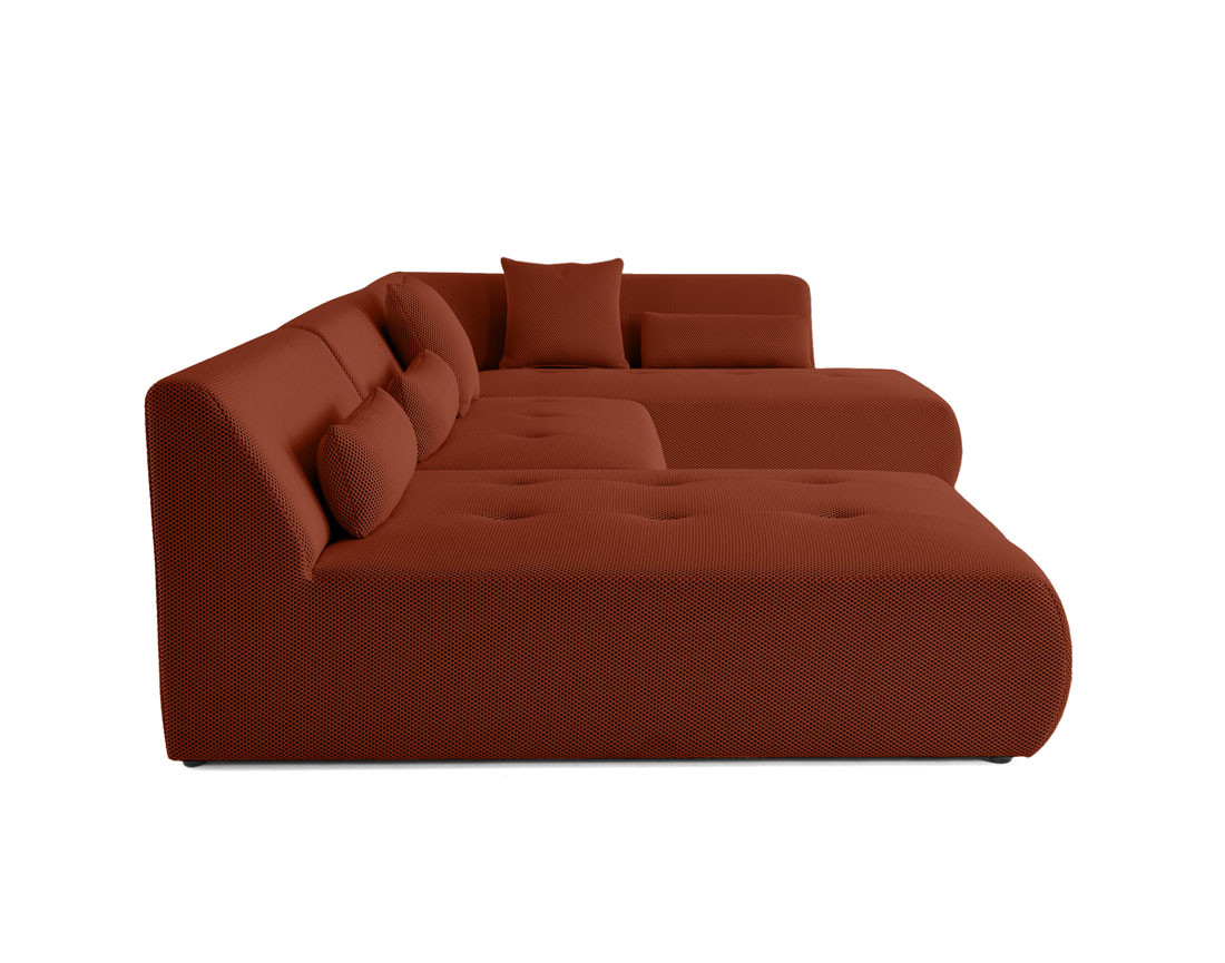Canapé panoramique modulable d'angle droit 7 places en tissu mailles 3D Onyx