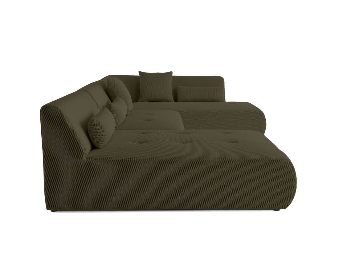 Canapé panoramique modulable d'angle droit 7 places en tissu mailles 3D Onyx