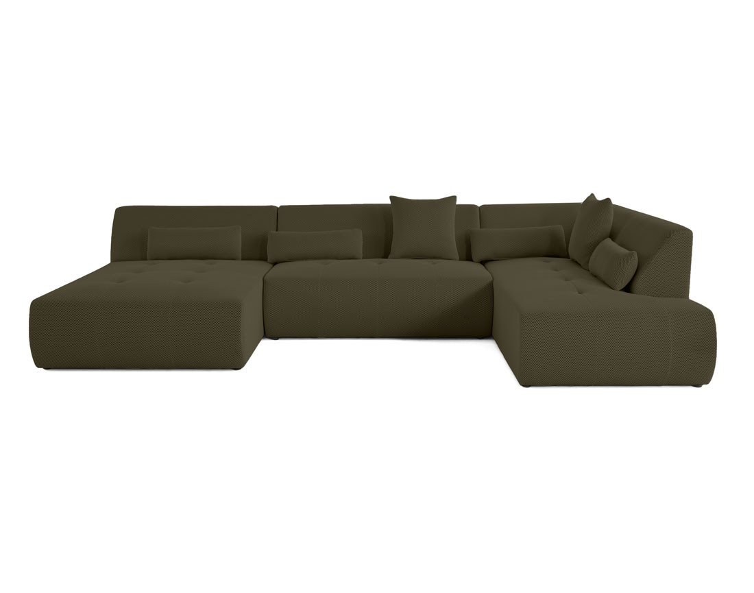 Canapé panoramique modulable d'angle droit 7 places en tissu mailles 3D Onyx