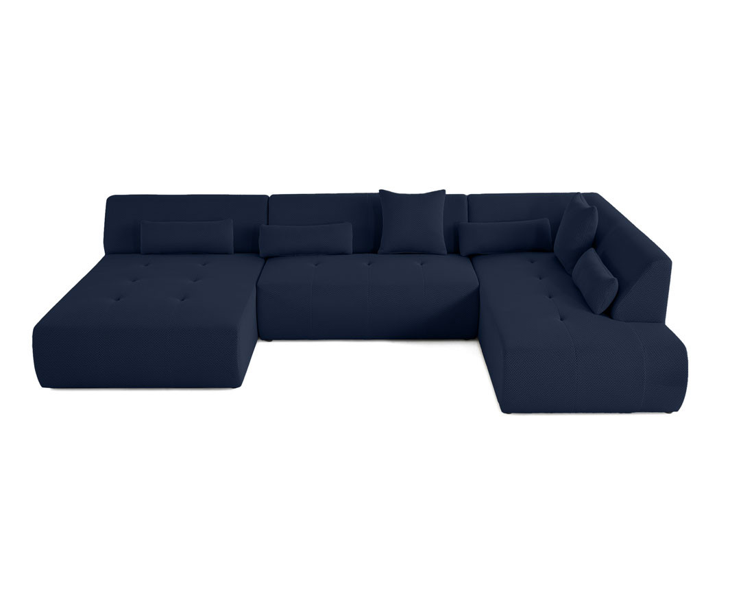 Canapé panoramique modulable d'angle droit 7 places en tissu mailles 3D Onyx