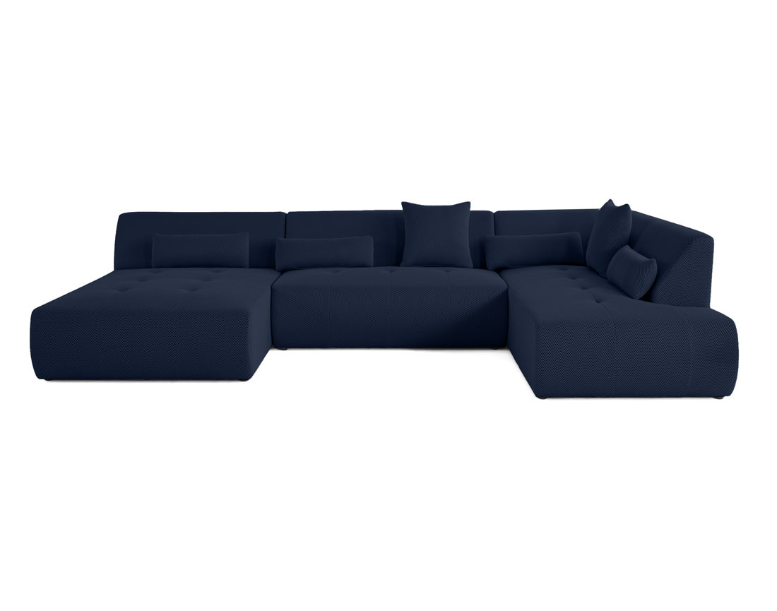 Canapé panoramique modulable d'angle droit 7 places en tissu mailles 3D Onyx