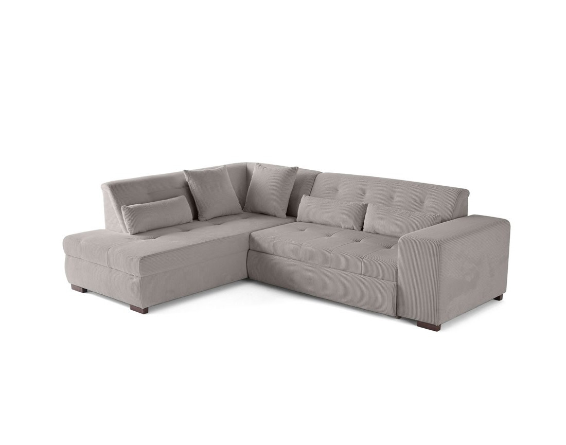 Canapé d'angle gauche 5 places convertible en velours côtelé Vermont
