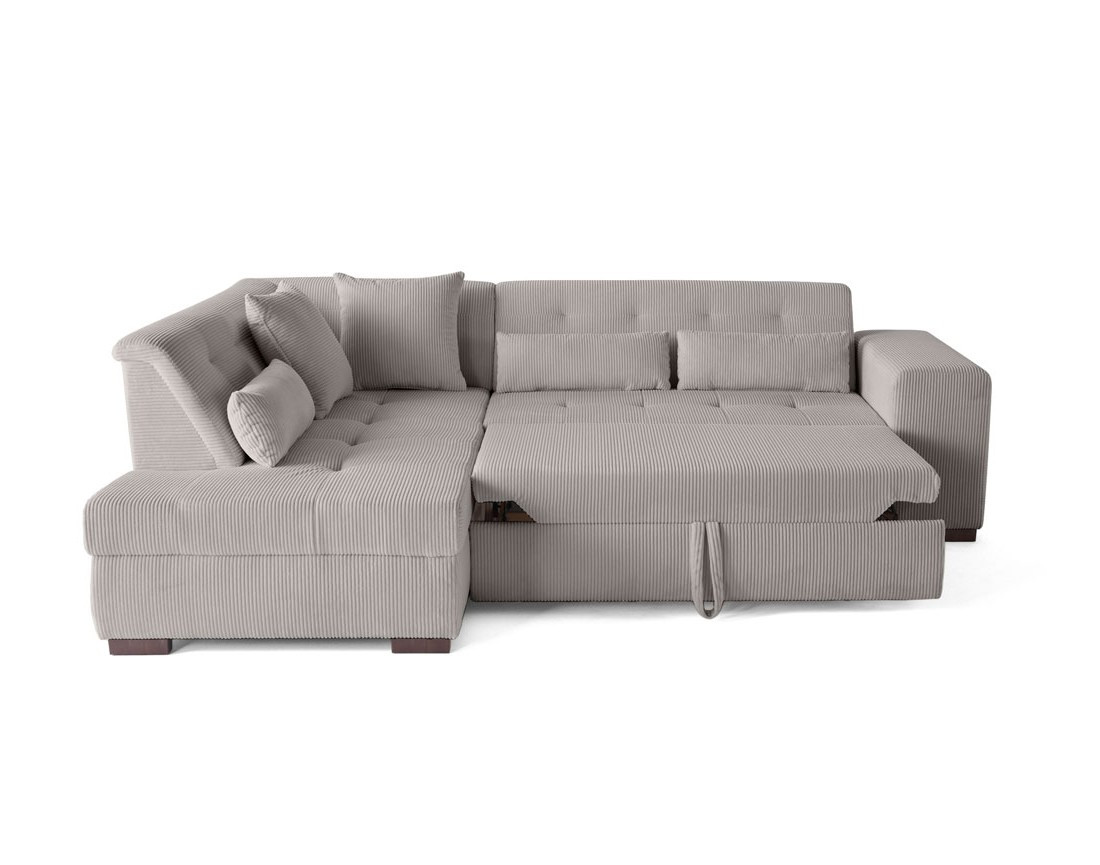 Canapé d'angle gauche 5 places convertible en velours côtelé Vermont