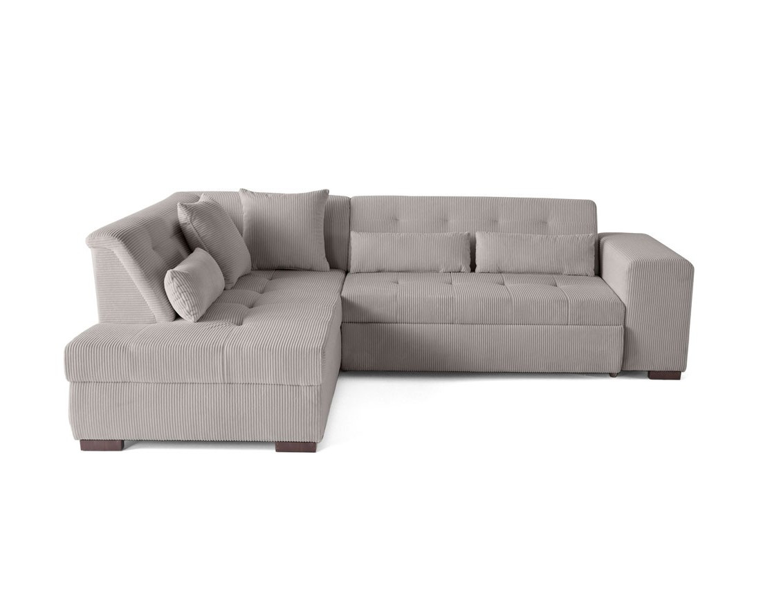 Canapé d'angle gauche 5 places convertible en velours côtelé Vermont