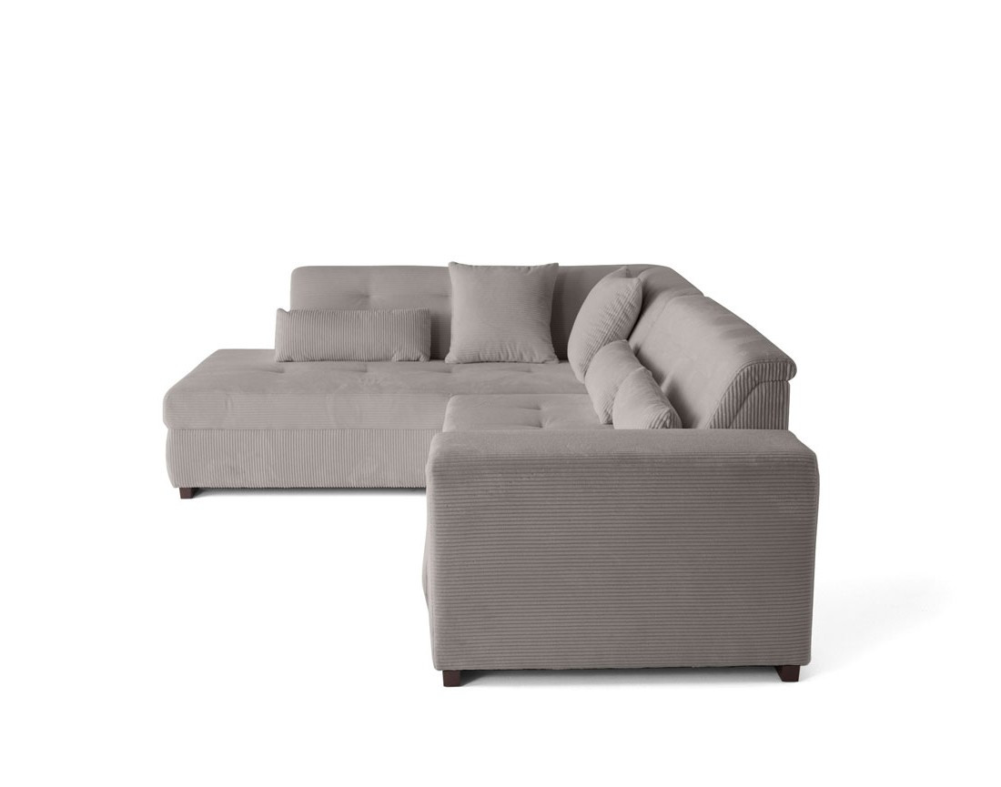 Canapé d'angle gauche 5 places convertible en velours côtelé Vermont
