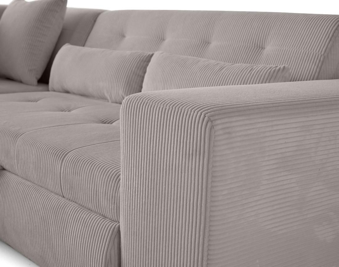 Canapé d'angle gauche 5 places convertible en velours côtelé Vermont