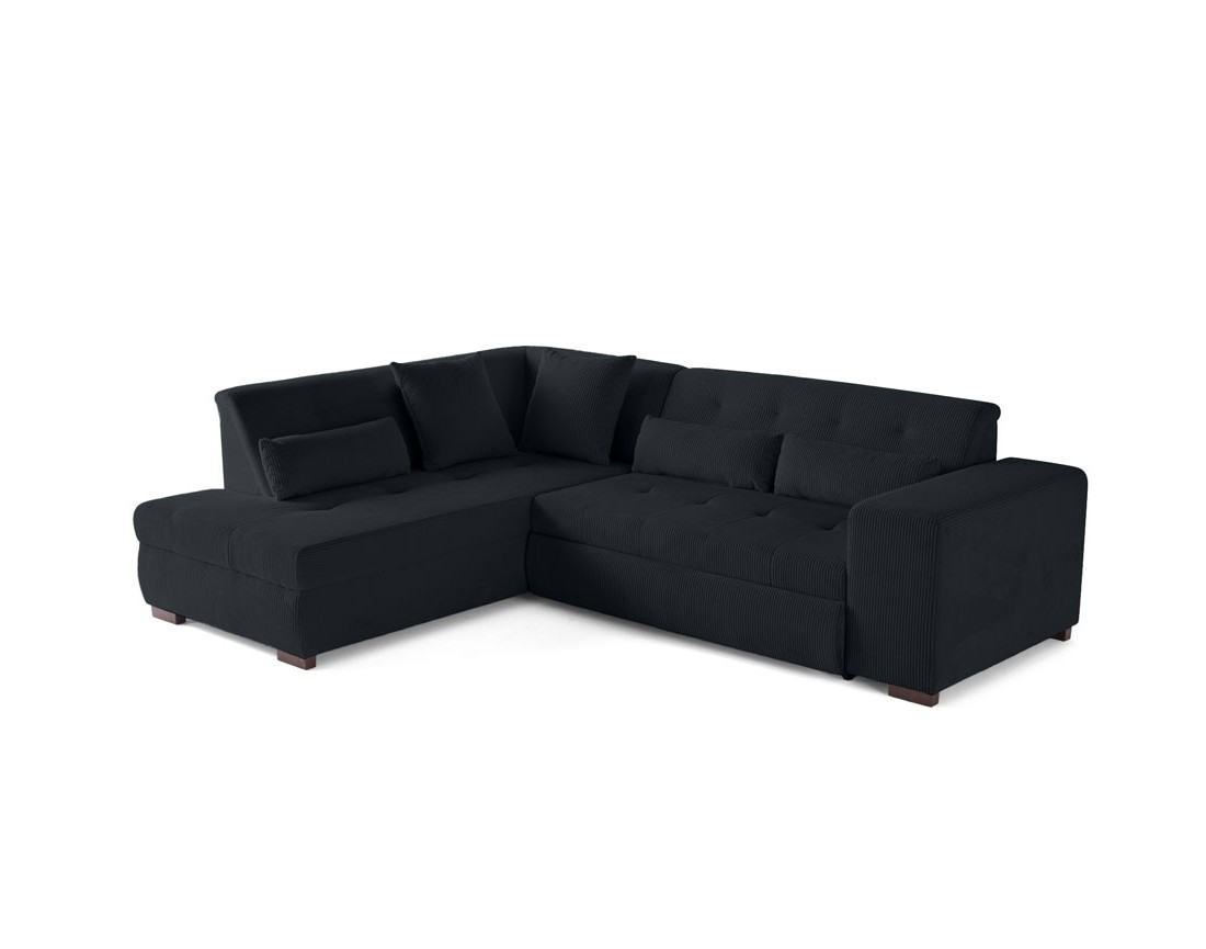 Canapé d'angle gauche 5 places convertible en velours côtelé Vermont