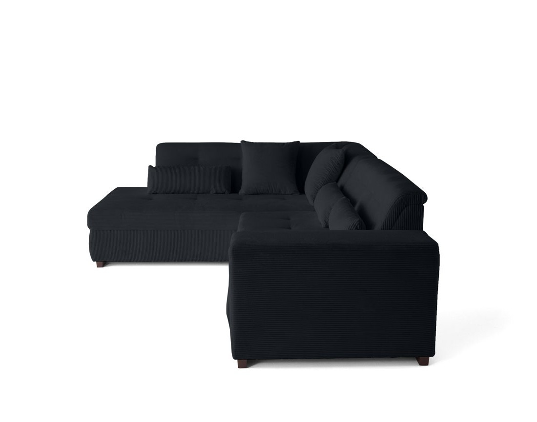 Canapé d'angle gauche 5 places convertible en velours côtelé Vermont