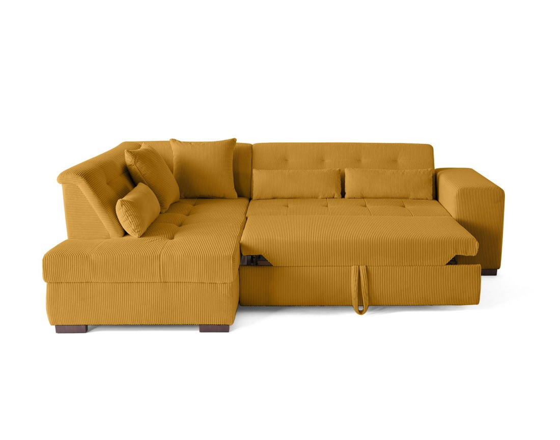 Canapé d'angle gauche 5 places convertible en velours côtelé Vermont