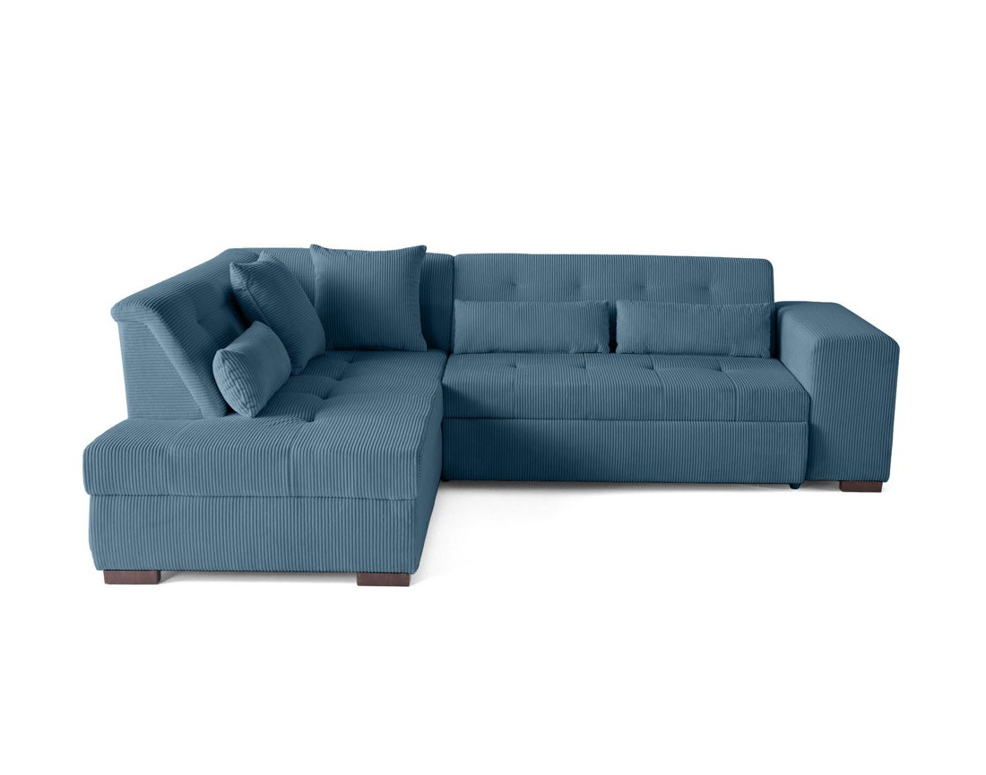 Canapé d'angle gauche 5 places convertible en velours côtelé Vermont