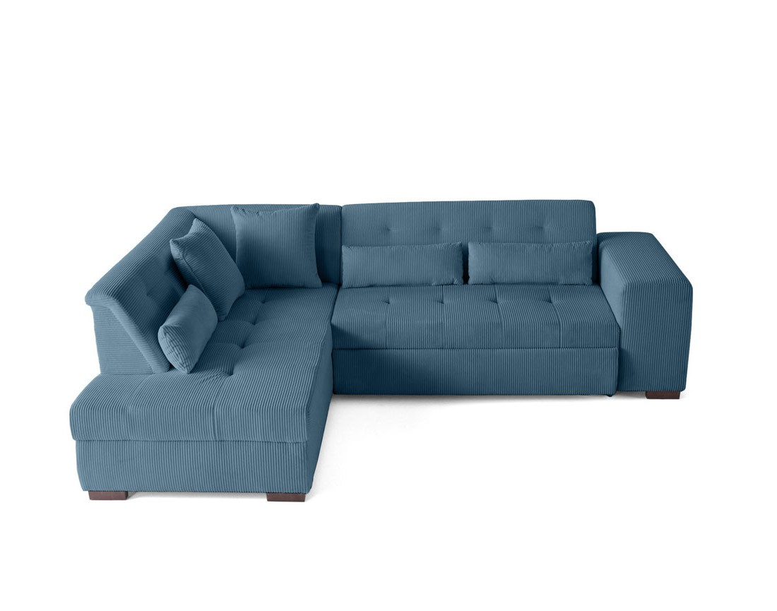 Canapé d'angle gauche 5 places convertible en velours côtelé Vermont
