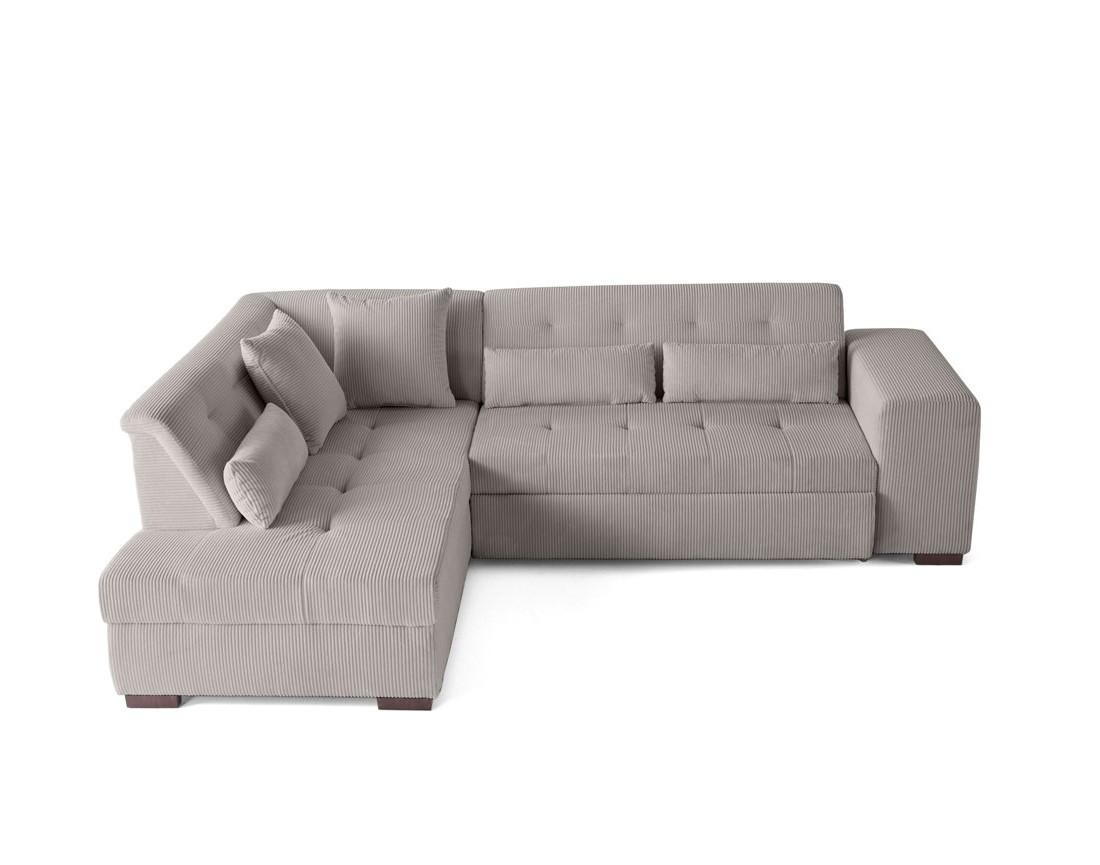 Canapé d'angle gauche 5 places convertible en velours côtelé Vermont
