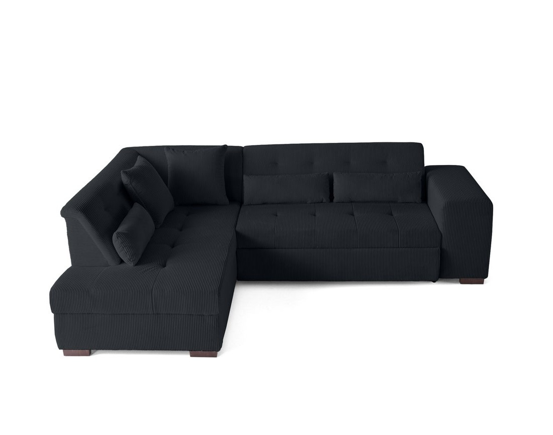 Canapé d'angle gauche 5 places convertible en velours côtelé Vermont