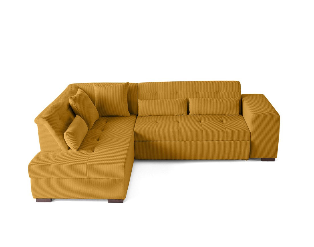 Canapé d'angle gauche 5 places convertible en velours côtelé Vermont