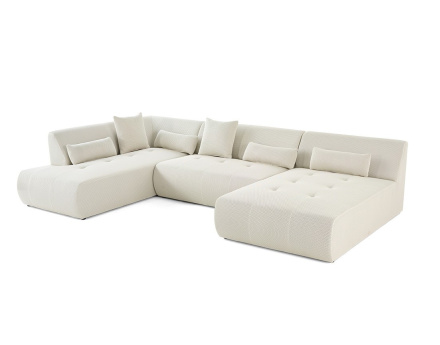 Canapé panoramique modulable d'angle gauche 7 places en tissu mailles 3D Onyx