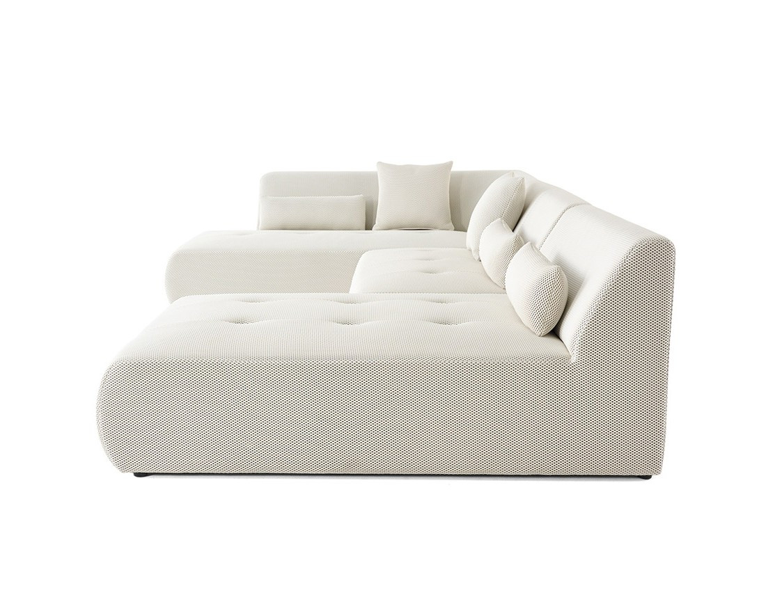 Canapé panoramique modulable d'angle gauche 7 places en tissu mailles 3D Onyx