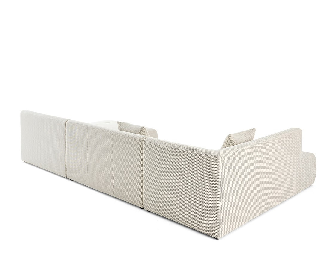 Canapé panoramique modulable d'angle gauche 7 places en tissu mailles 3D Onyx