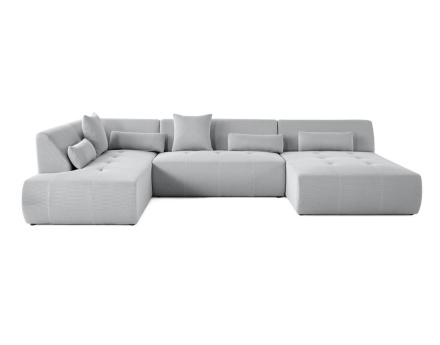 Canapé panoramique modulable d'angle gauche 7 places en tissu mailles 3D Onyx