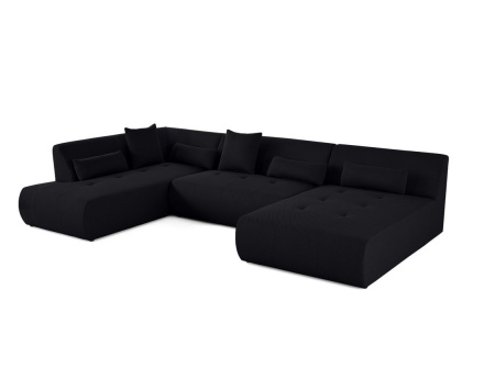 Canapé panoramique modulable d'angle gauche 7 places en tissu mailles 3D Onyx