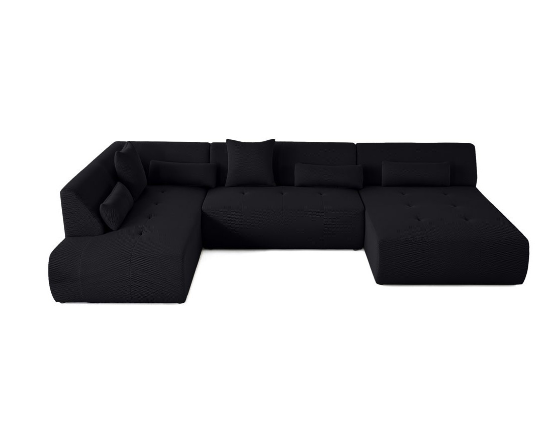 Canapé panoramique modulable d'angle gauche 7 places en tissu mailles 3D Onyx