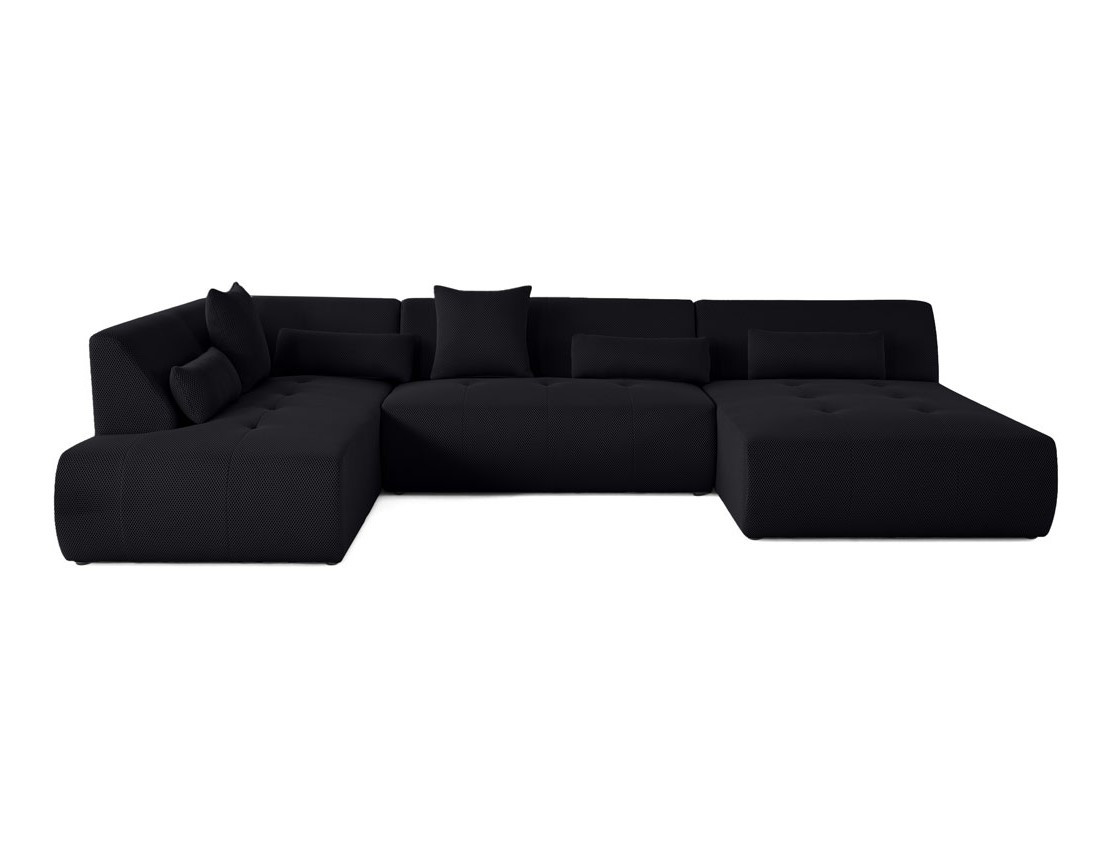 Canapé panoramique modulable d'angle gauche 7 places en tissu mailles 3D Onyx