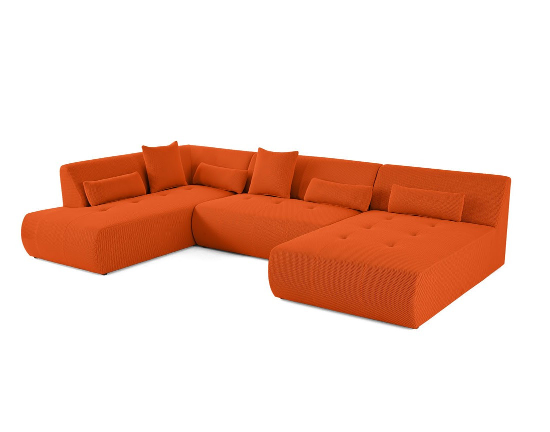 Canapé panoramique modulable d'angle gauche 7 places en tissu mailles 3D Onyx