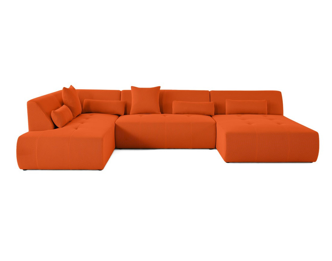 Canapé panoramique modulable d'angle gauche 7 places en tissu mailles 3D Onyx