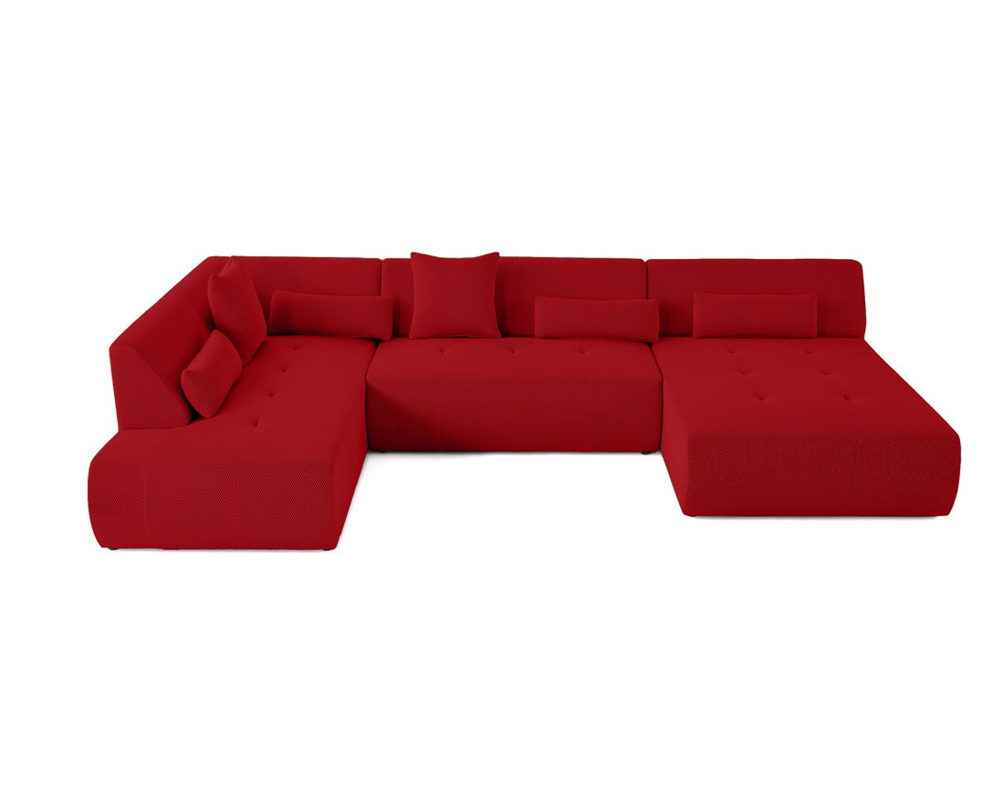 Canapé panoramique modulable d'angle gauche 7 places en tissu mailles 3D Onyx