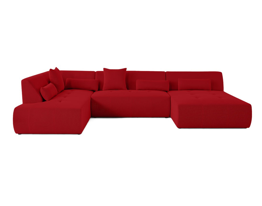 Canapé panoramique modulable d'angle gauche 7 places en tissu mailles 3D Onyx