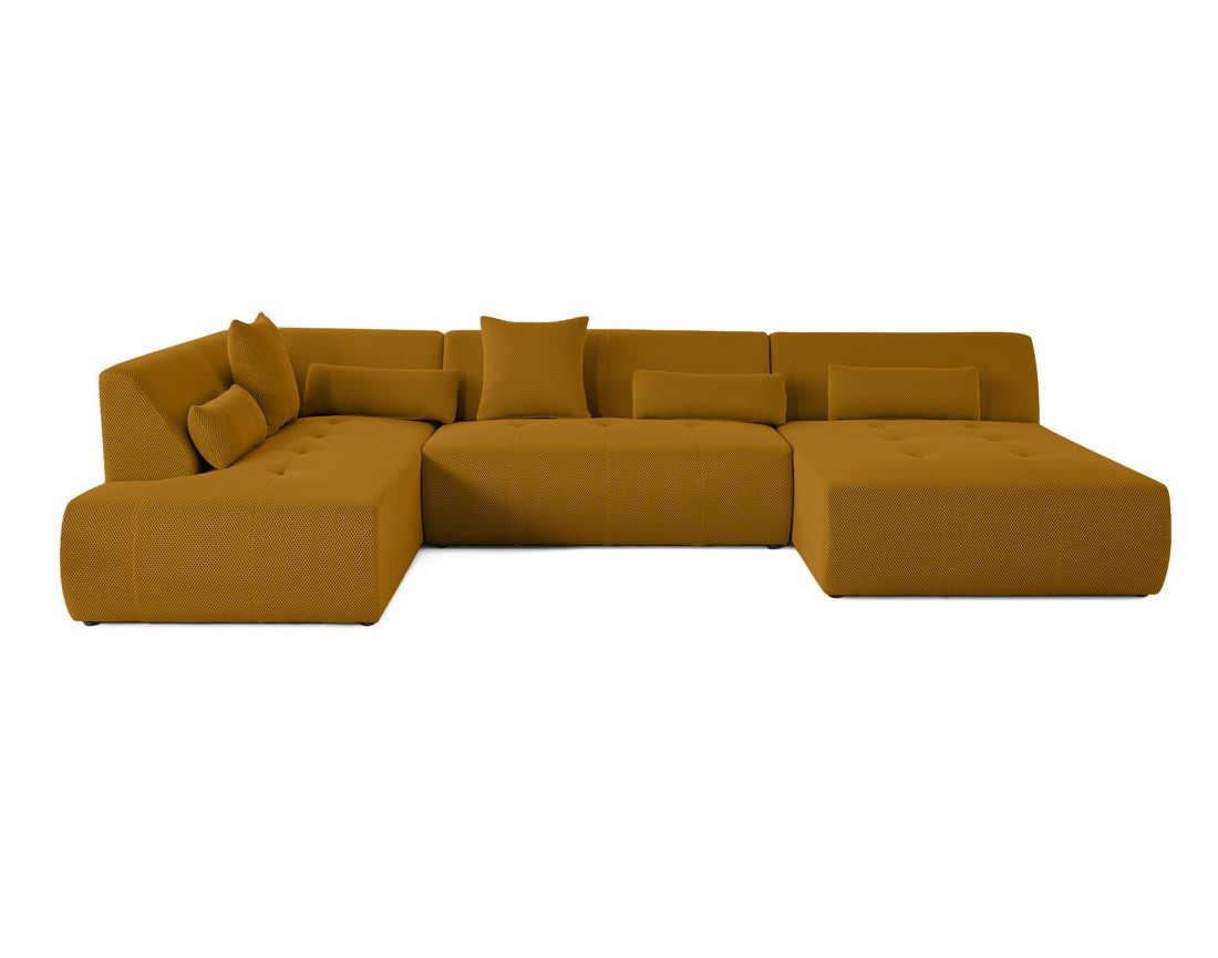 Canapé panoramique modulable d'angle gauche 7 places en tissu mailles 3D Onyx