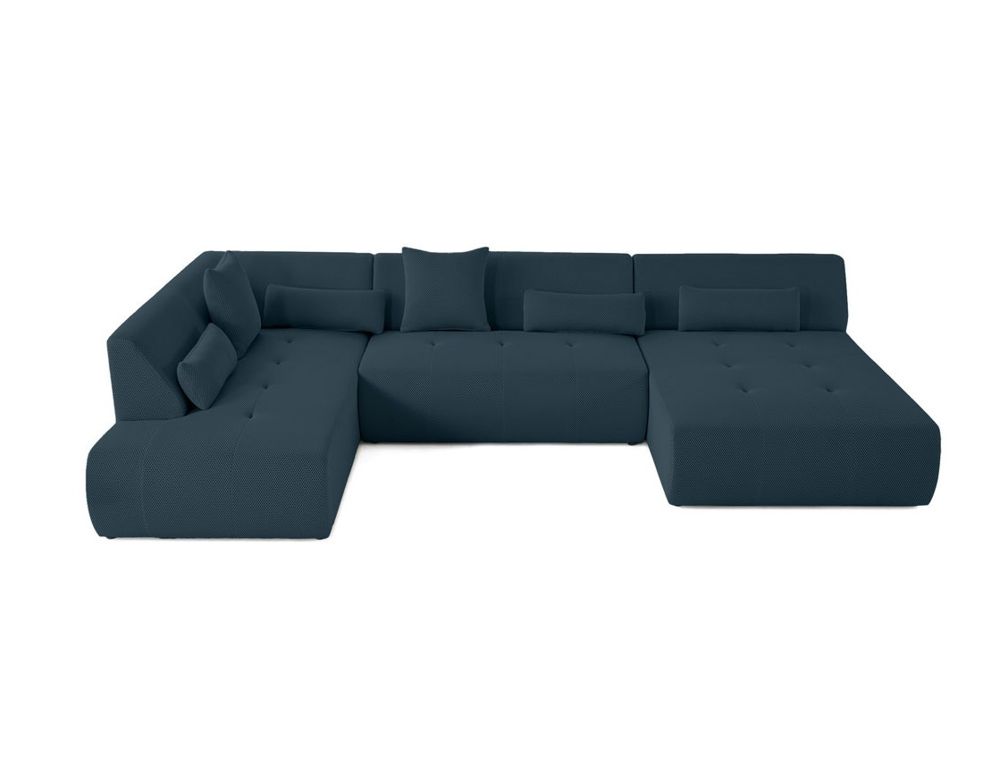 Canapé panoramique modulable d'angle gauche 7 places en tissu mailles 3D Onyx