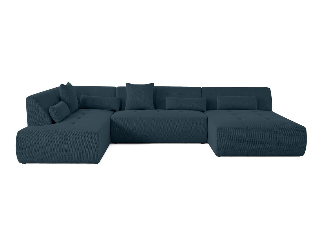 Canapé panoramique modulable d'angle gauche 7 places en tissu mailles 3D Onyx