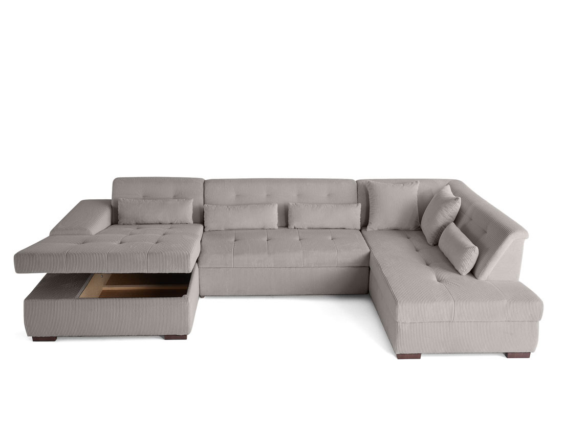 Canapé panoramique convertible Vermont 7 pl en velours côtelé - droit